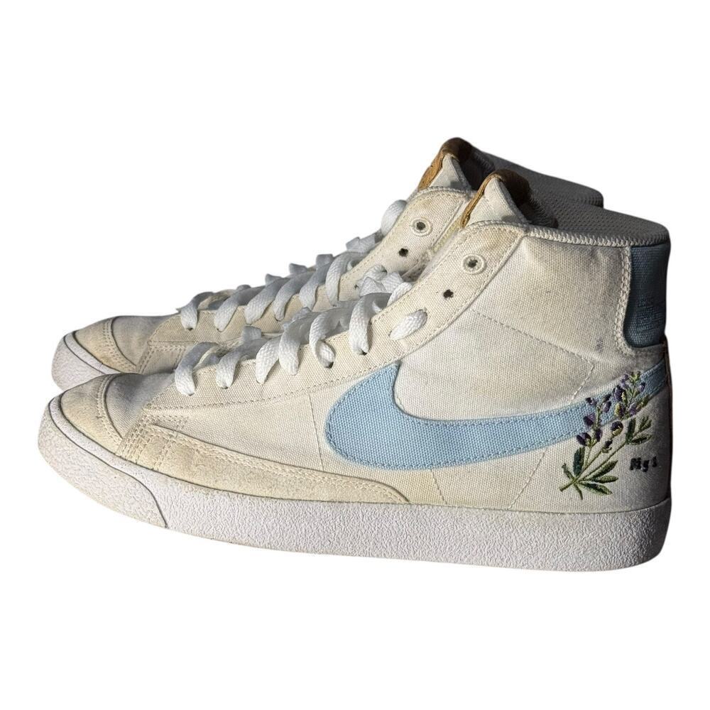 Nike Blazer Mid ‘77 Plant Dye “Fig 1” Floral Embroidery Women’s 8.5 DC8246-100 - Picture 2 of 11
